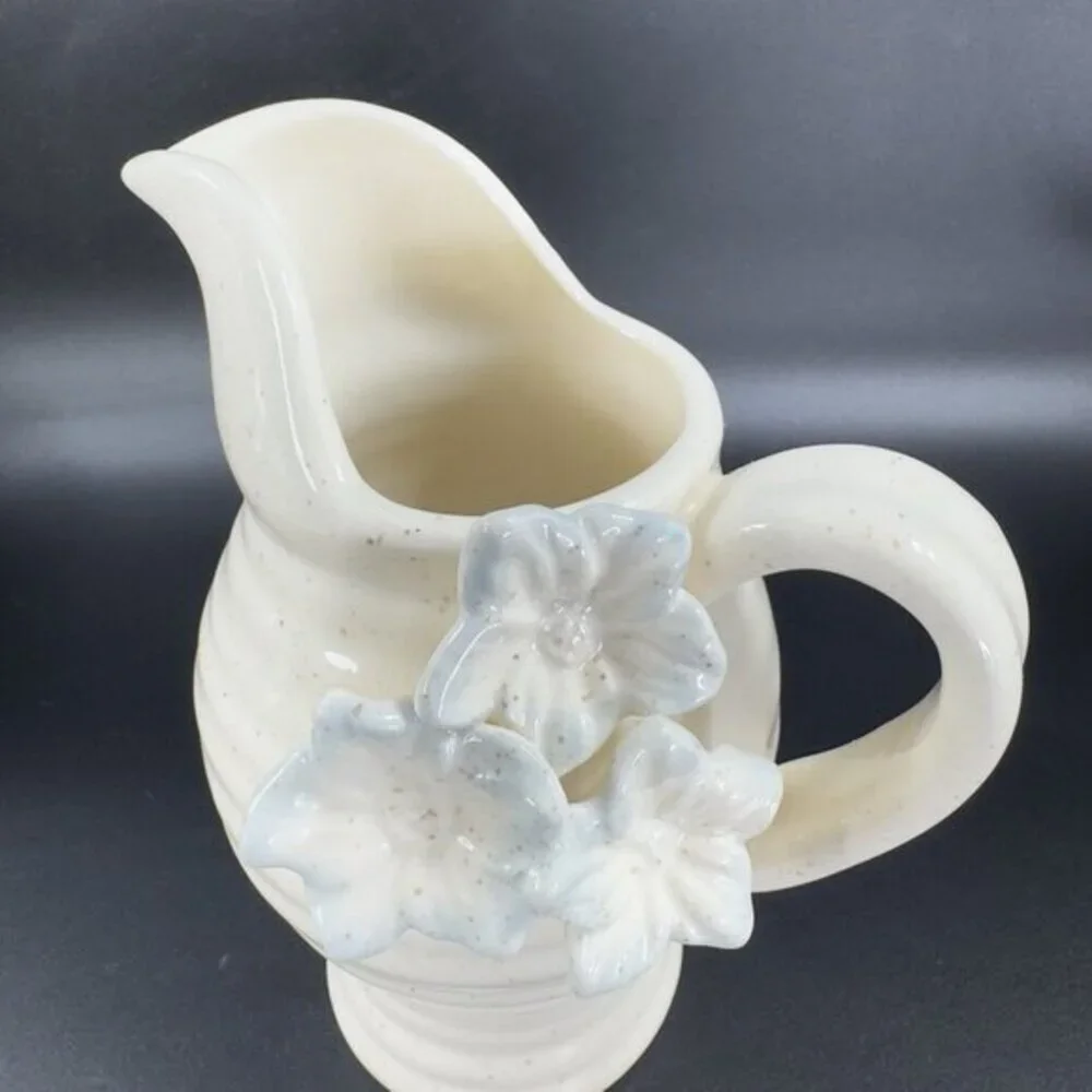 Grasslands Road Ceramic Small Pitcher Creamer With 3D‎ Flowers Carafe Jug
